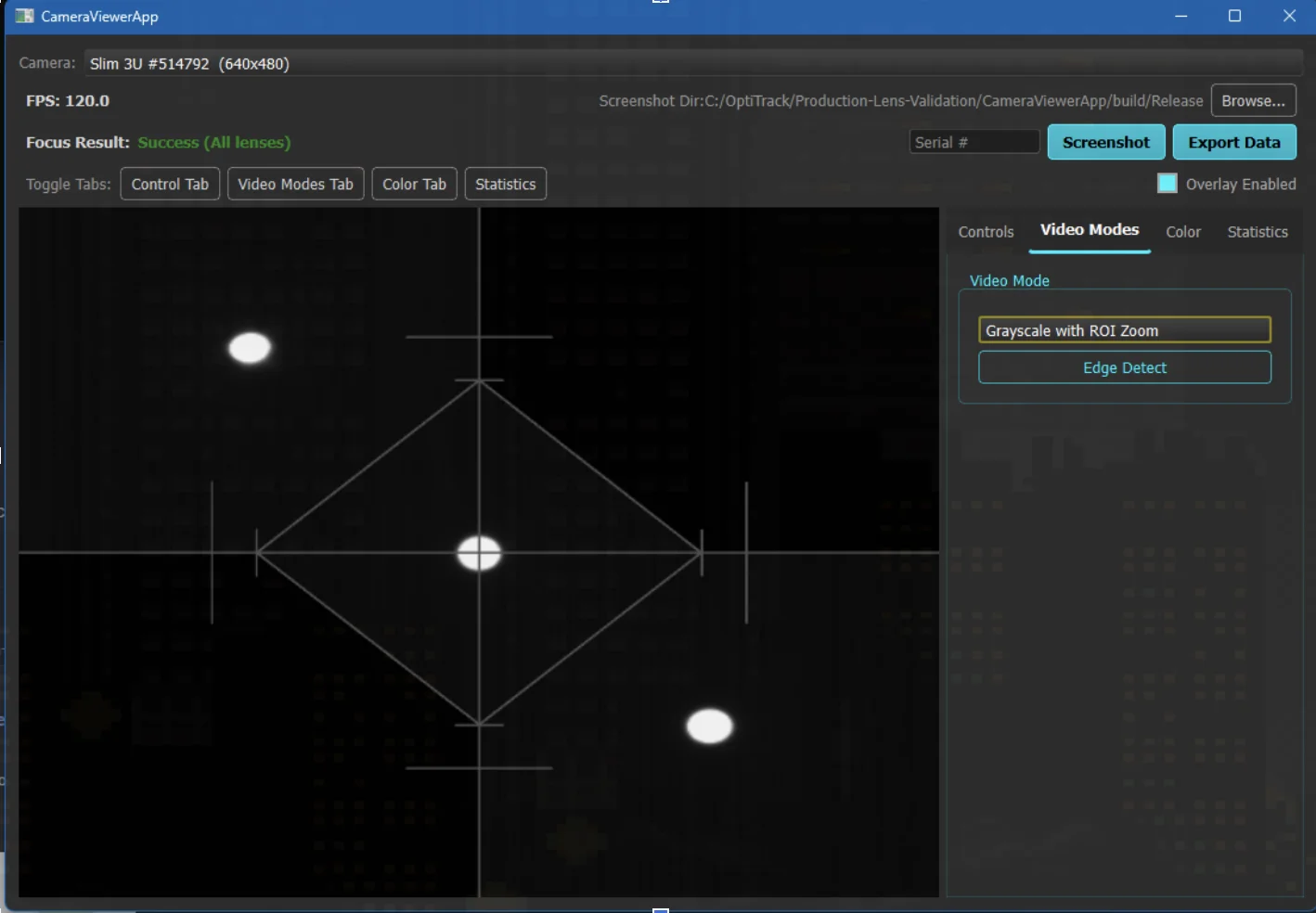 Quality control app for OptiTrack motion capture systems
